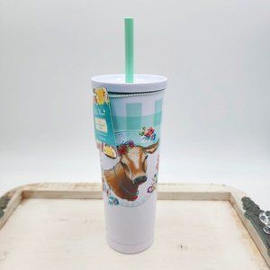 Pioneer Woman Gingham Cow 27 Oz. Tumbler NWT